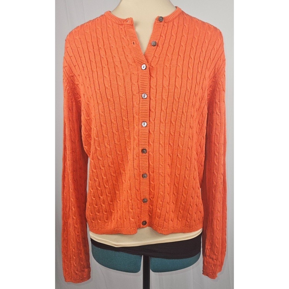Valerie Stevens Orange Silk Blend Cardigan Button Front Lightweight Classic XL